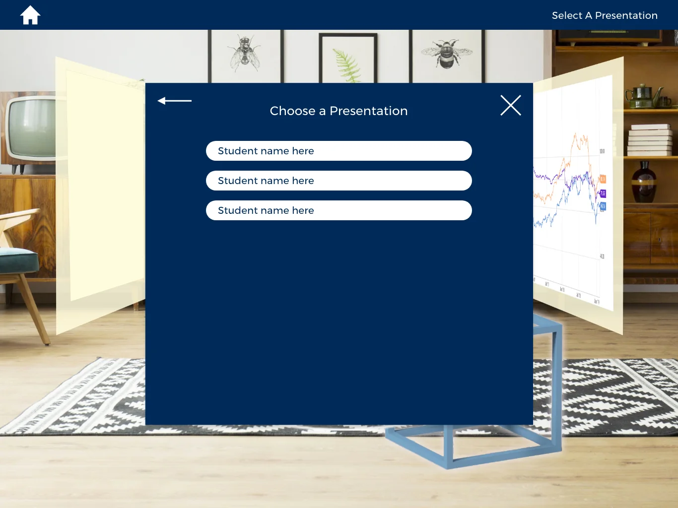 ARea interface design for choosing a student presentation
